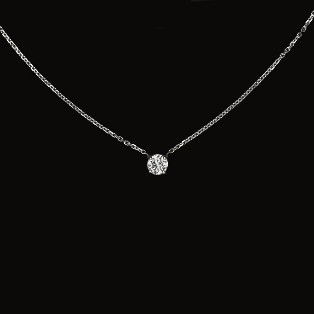 DIAMOND SOLITAIRE NECKLACE PLATINUM 0.30ct VERY GOOD CUT ROUND PENDANT