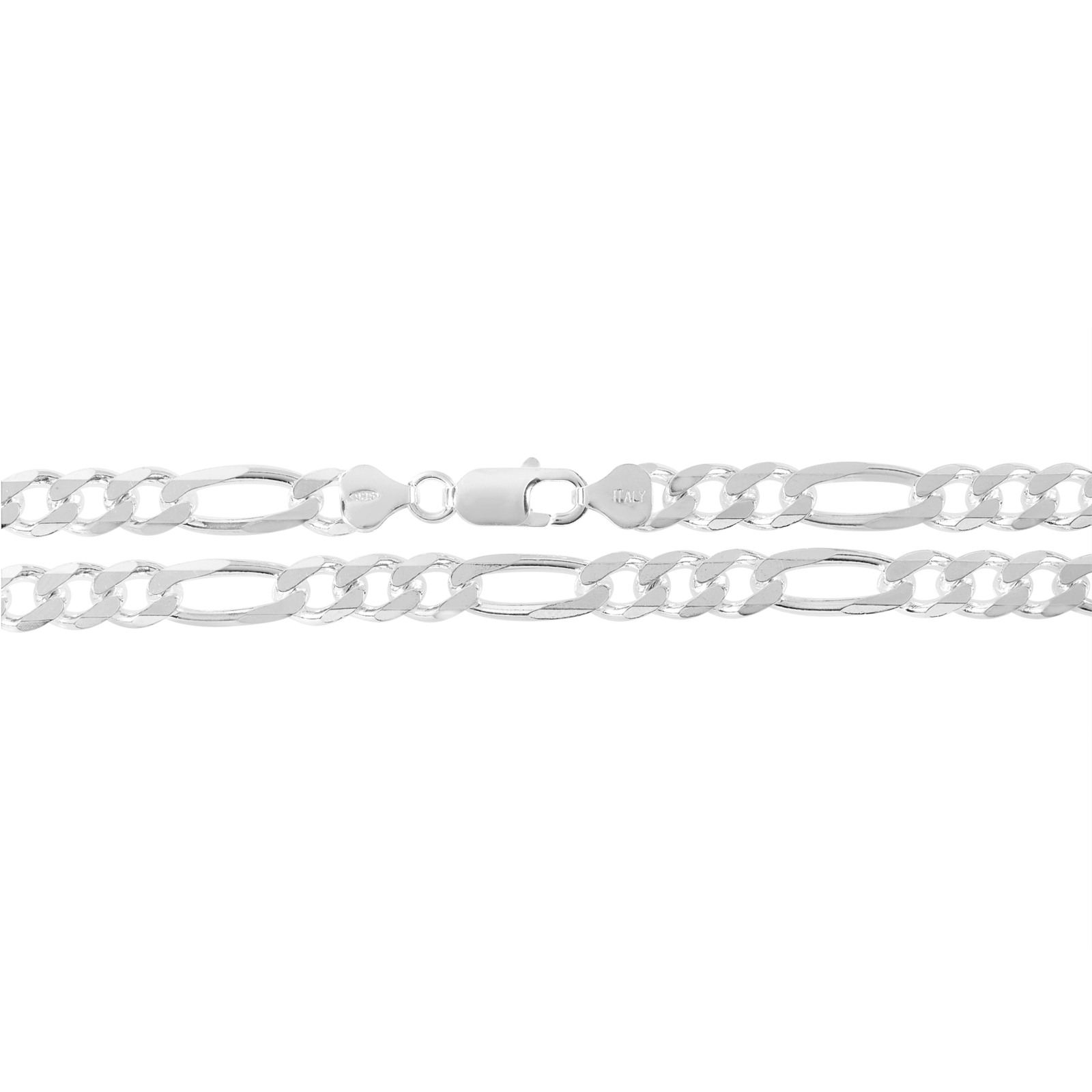 18″ 925 Solid Sterling Silver Italian Figaro Chain Necklace