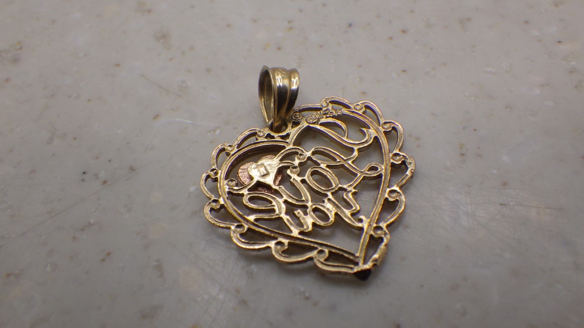 YELLOW GOLD 14K HEART PENDANT, 1.1 GRAM, 3MM BAIL, MARKED: 14K (TDY029914)