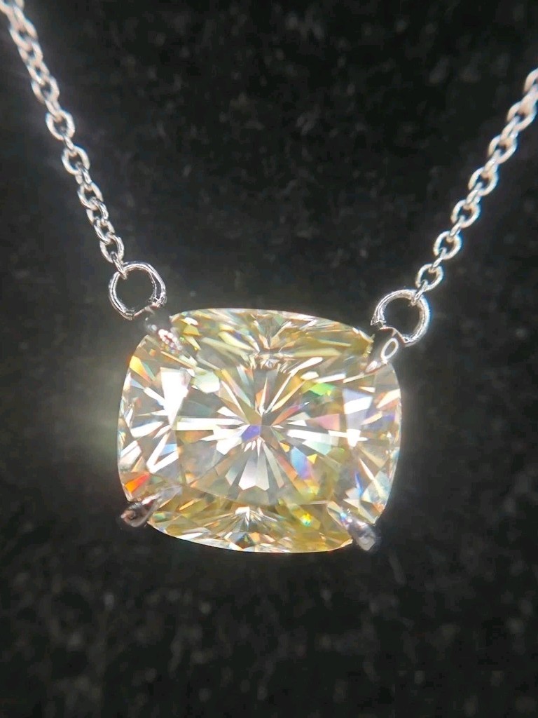 13 Ct Certified Treated Champagne Diamond Solitaire Pendant In 925 Silver