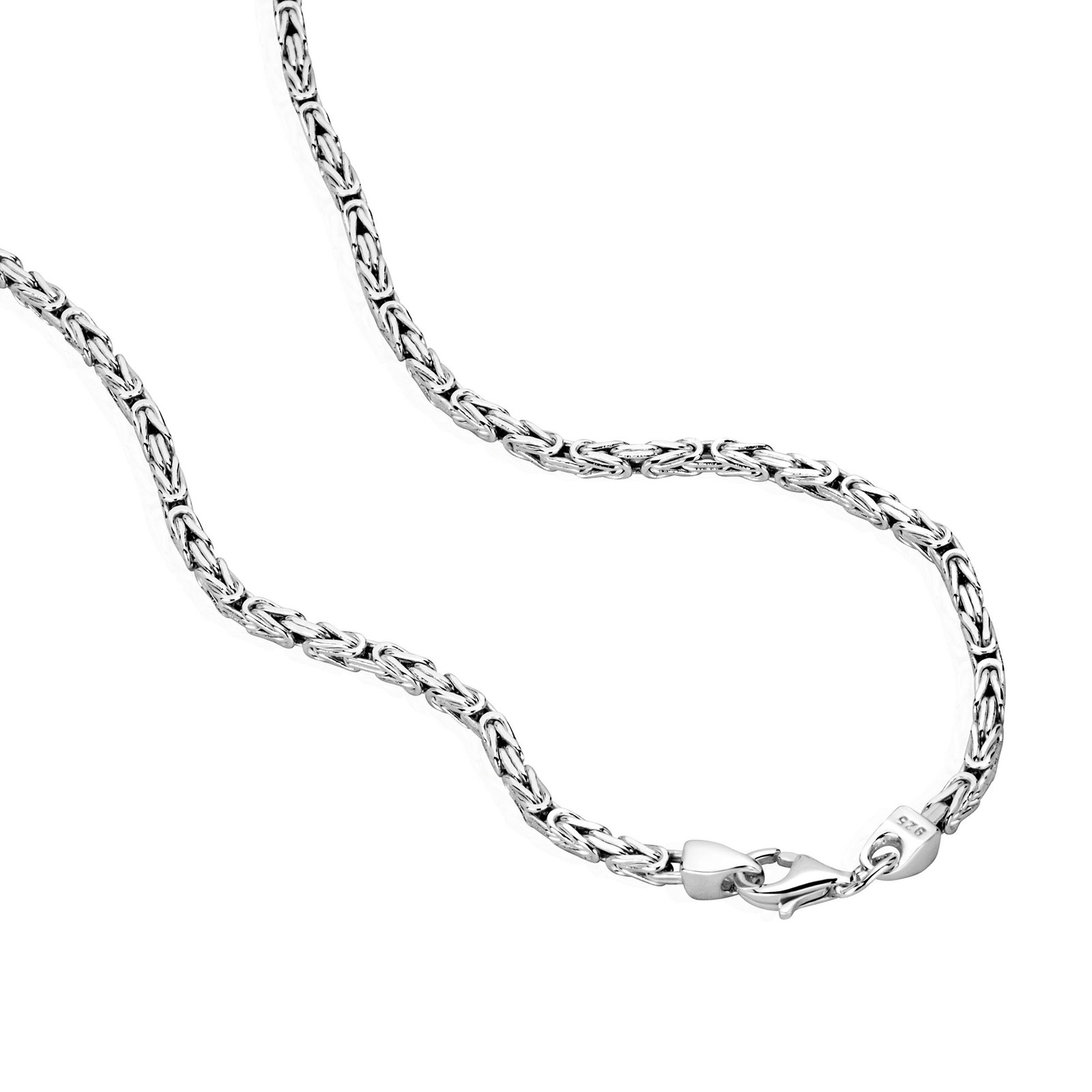 King Chain 925 Silver Square Diamond Cut Solid Necklace 70cm W: 2.3mm 3435
