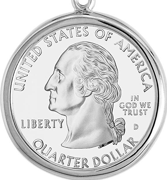 Sterling Silver Bezel 24 mm Quater Dollar Coin Prong Back Round Edge 25 Cent