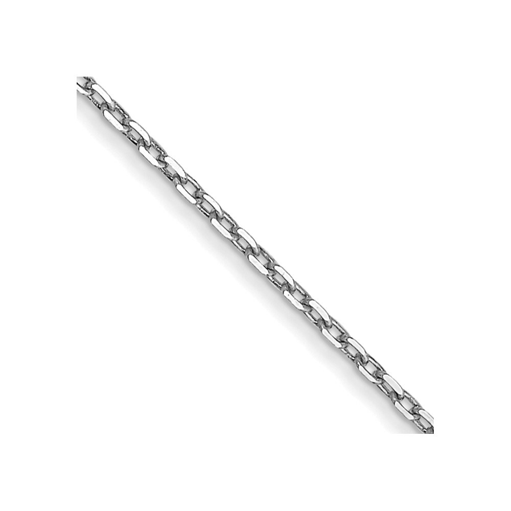 14″ 10K White Gold .8mm Diamond-cut Cable with Spring Ring Clasp Chain Necklace
