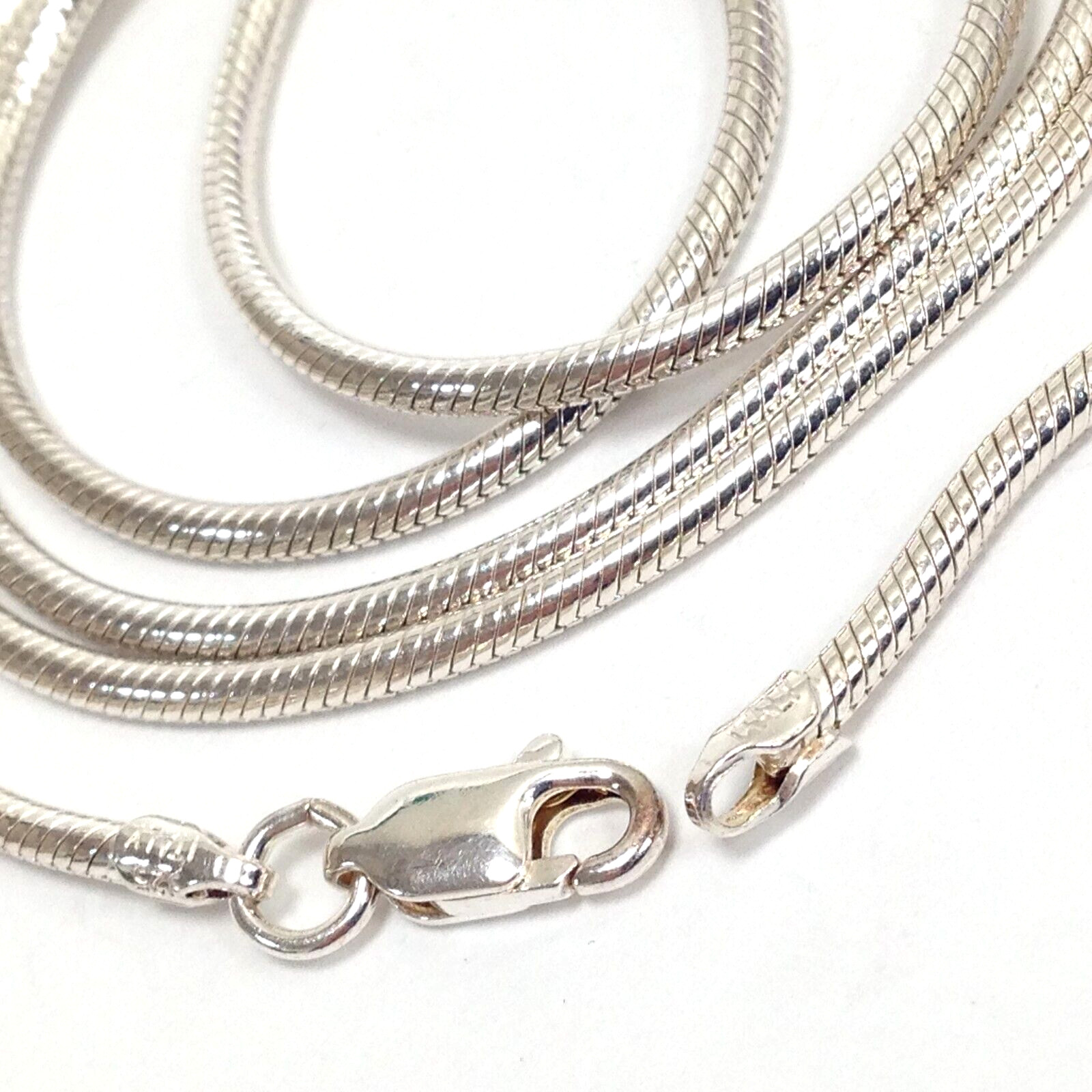 AGI Italy 925 Sterling Silver 1.8mm Thick Snake Necklace 24″ Lobster Clasp 15.6g