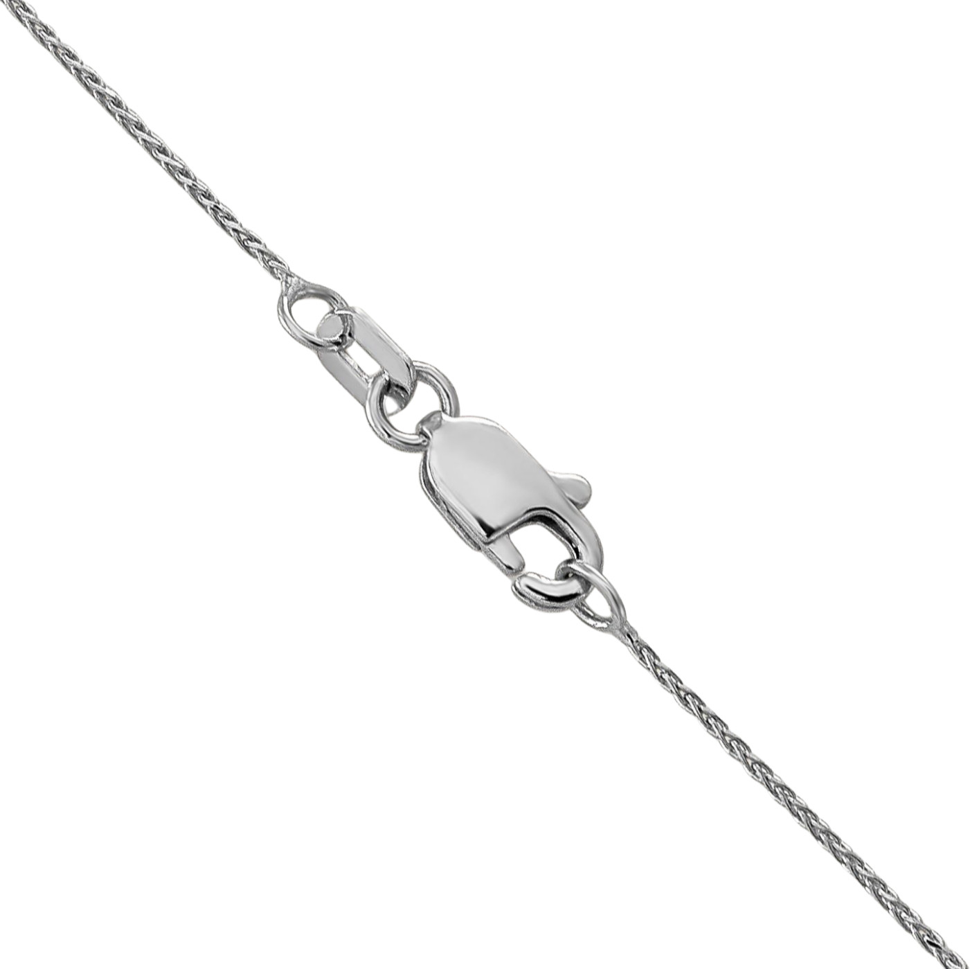 14K White Gold 0.65mm Spiga Wheat Link Chain Necklace 16 inch