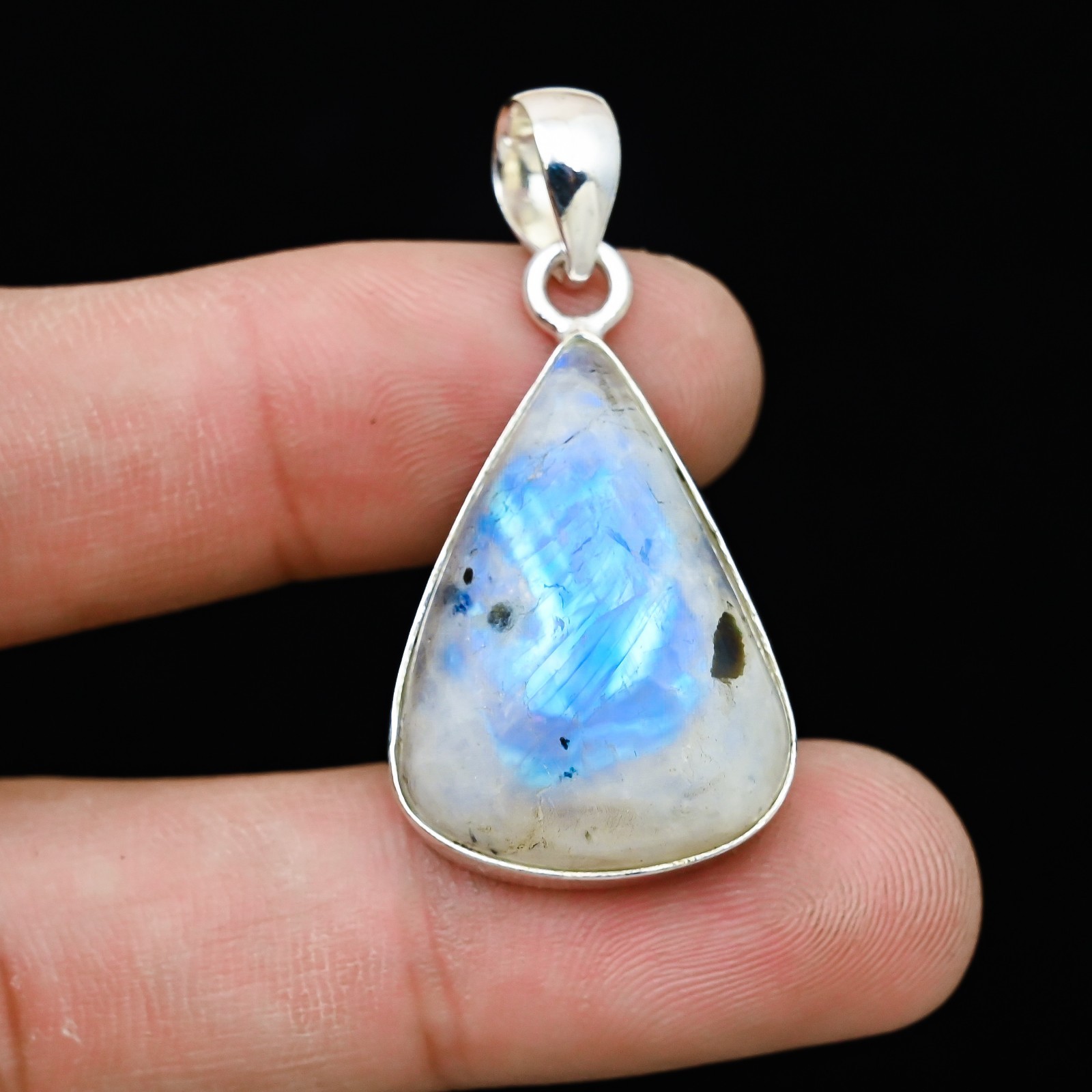Rainbow Moonstone Gemstone 925 Sterling Silver Handmade Pendant Jewelry Gift For