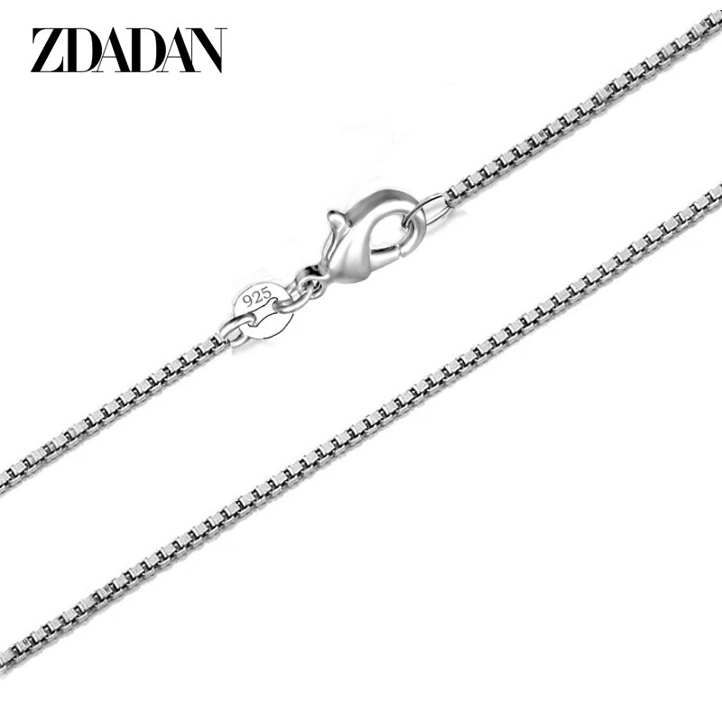 100% Genuine Sterling Silver 2mm Box Chain Necklace For Women Fashion