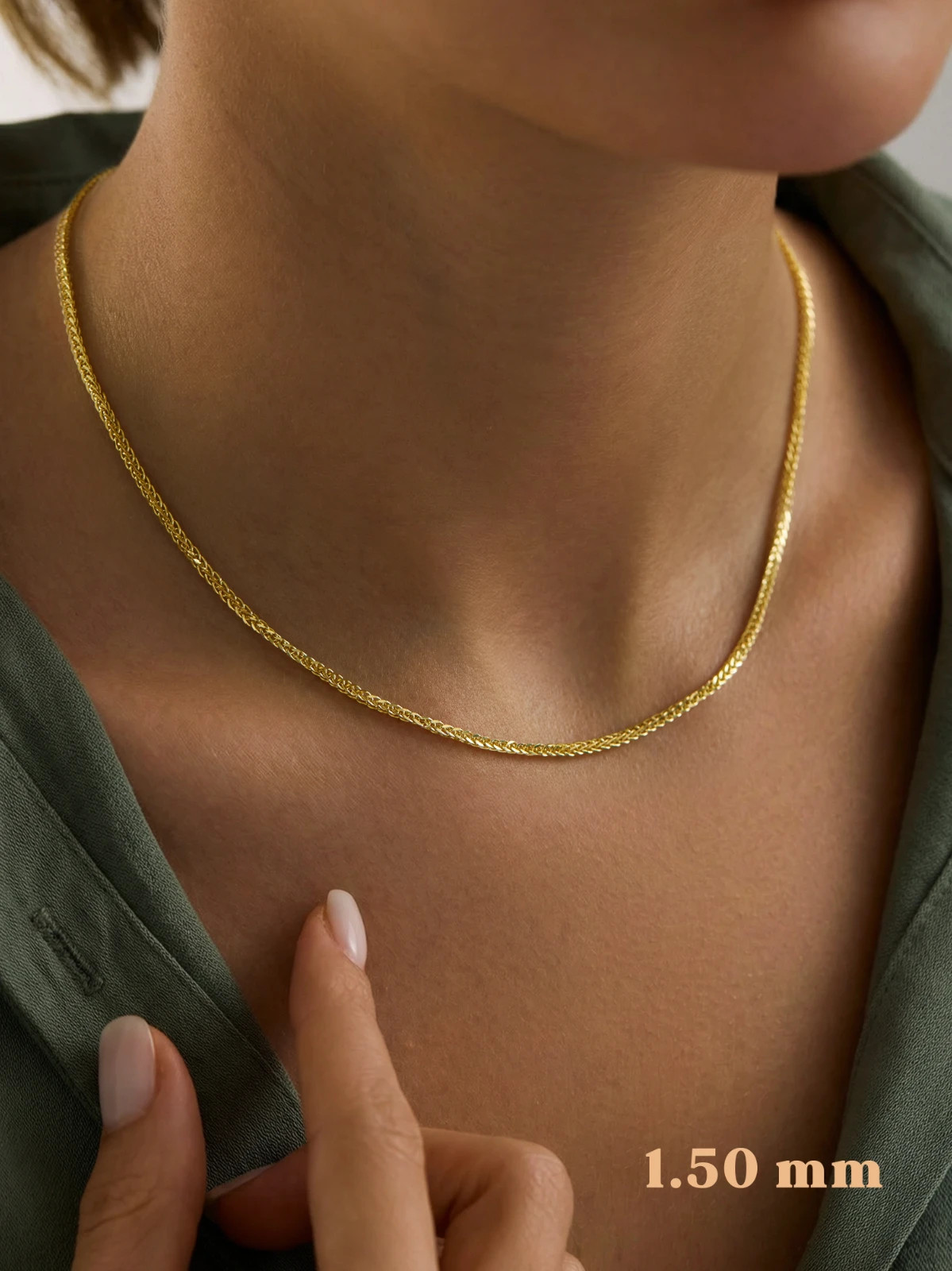 14K Gold Spiga (Wheat) Chain Necklace