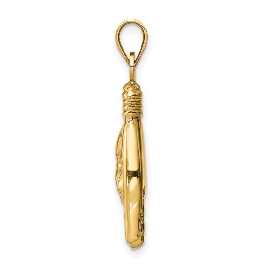 14K REAL Gold 3D Mano Cornuto Pendant, Gold Italian Lucky Hand Charm – 14K6392