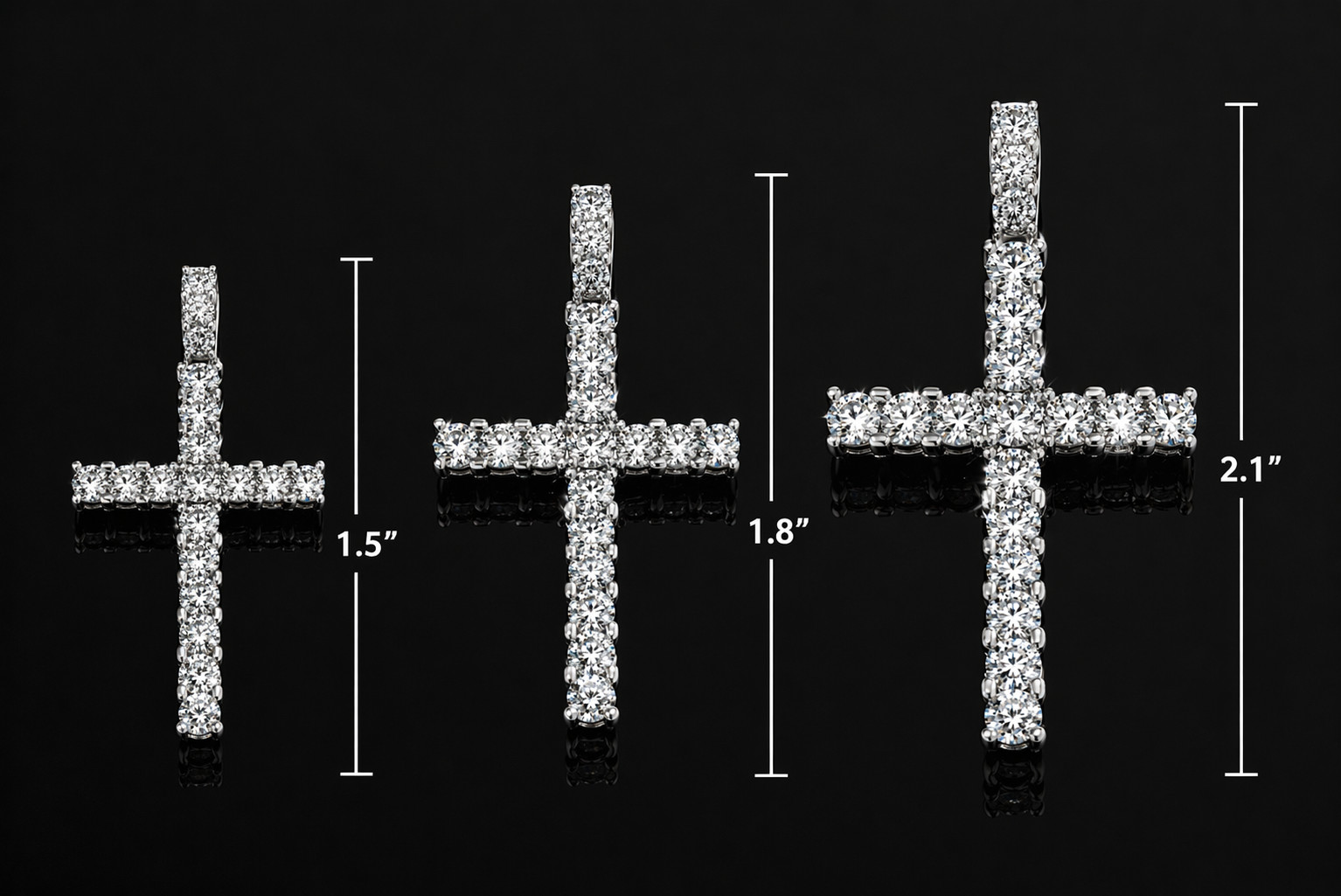 Real Moissanite 925 Silver 14k White Gold Plated Holy Cross Pendant Pass Tester