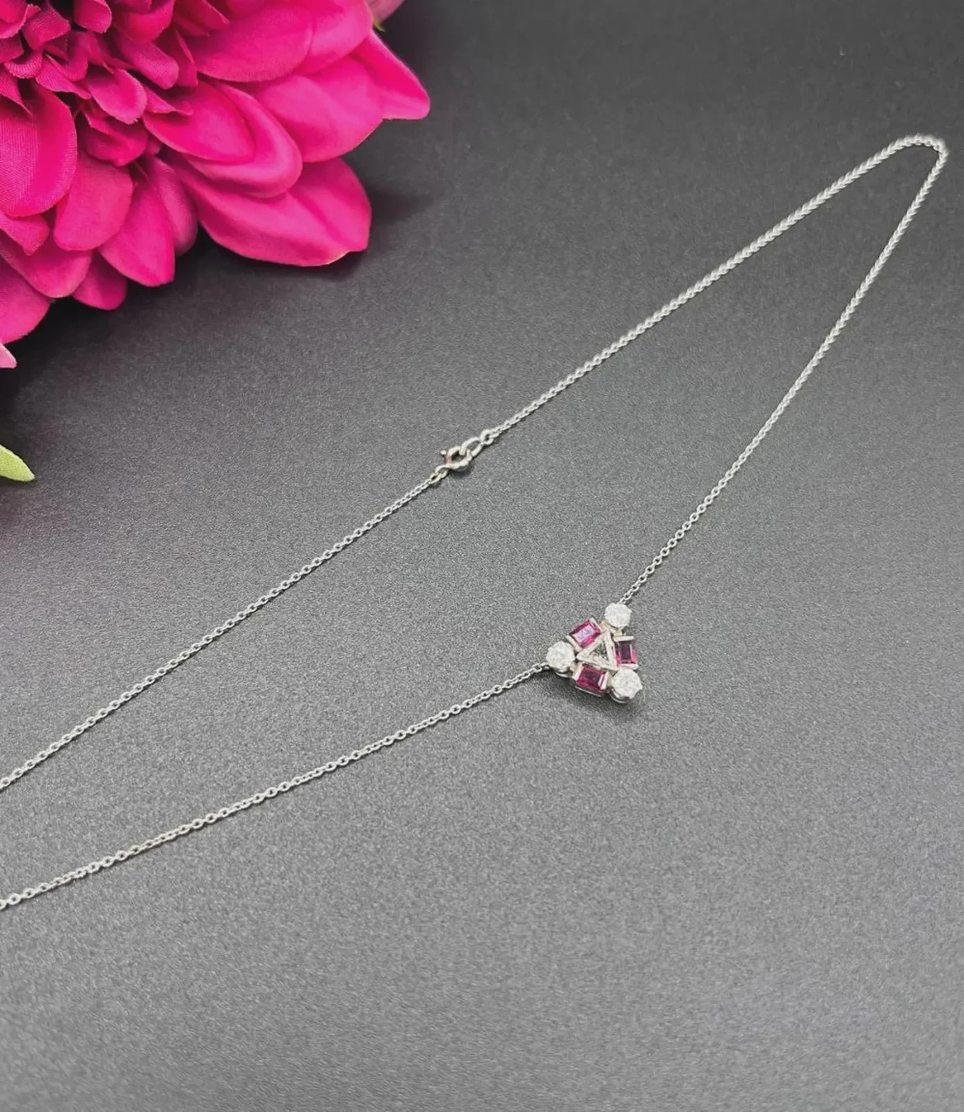 2Ct Lab Created Diamond Ruby women’s Pendant 14K White Gold Plated 18″ Chain