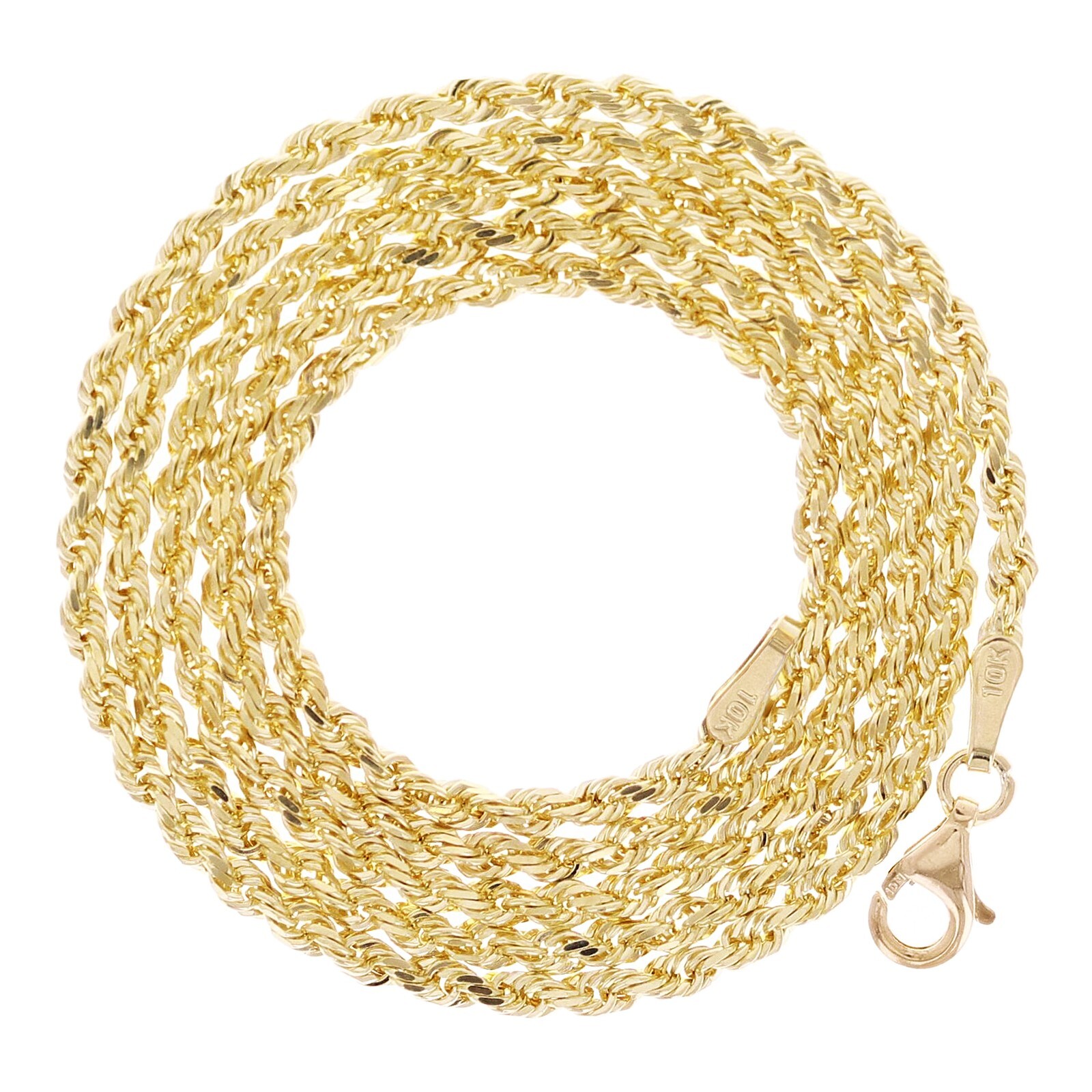 10k Yellow Gold Solid Diamond Cut Rope Chain Necklace 18″ 2mm 6.7 grams