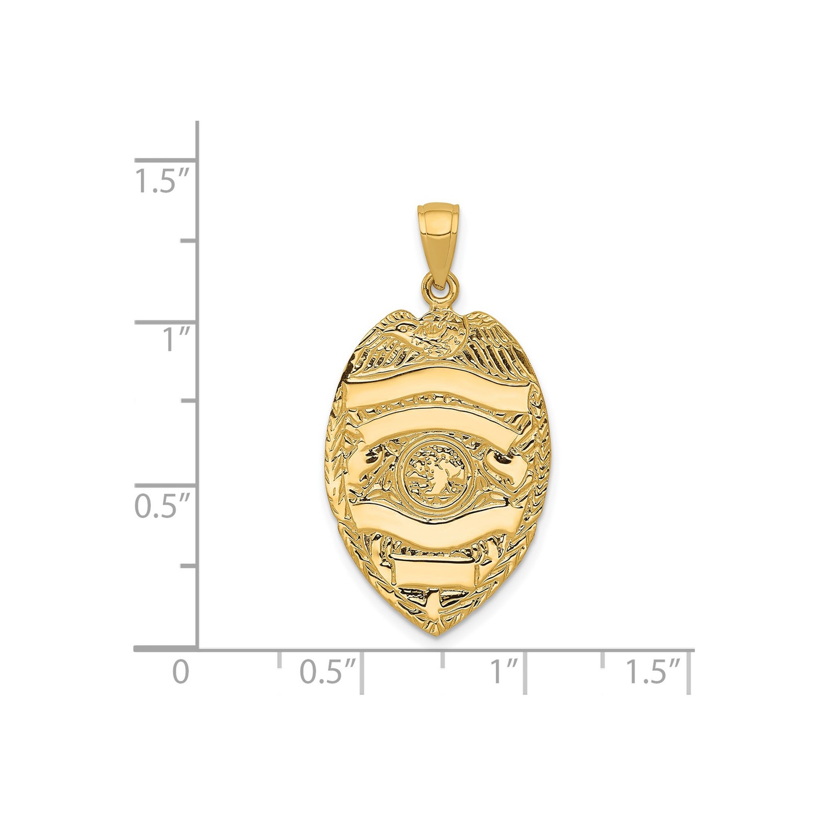 14k Yellow Gold Police Badge Pendant for Men with Eagle Laurel Shield Emblem