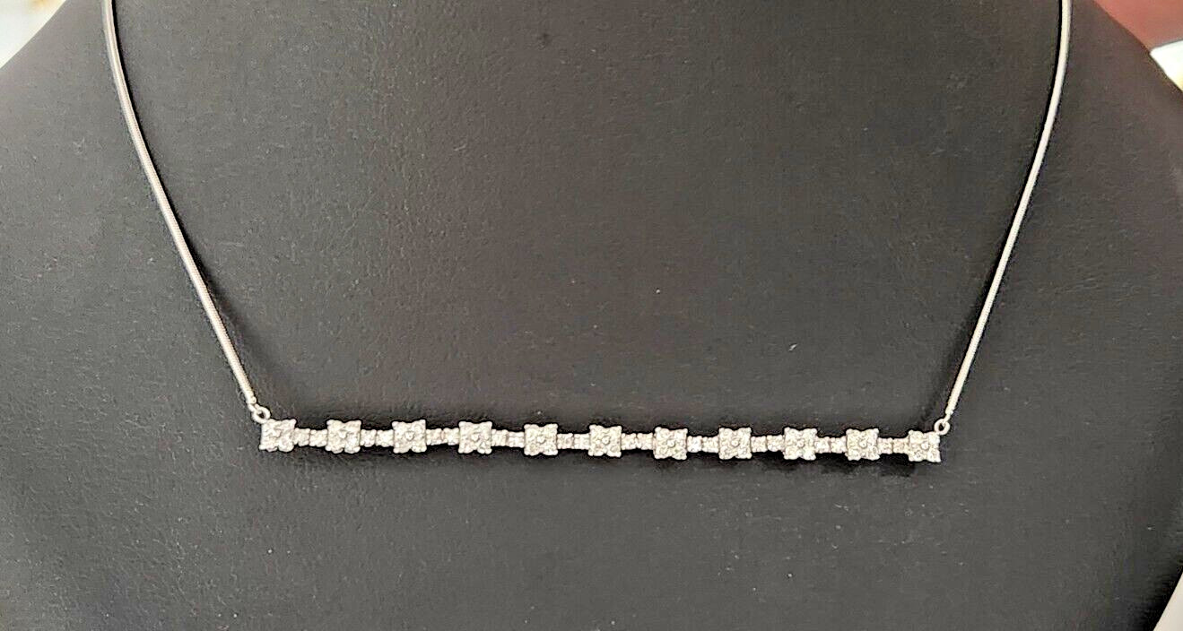 14k white gold diamond bar necklace 1.00 carat t.w.