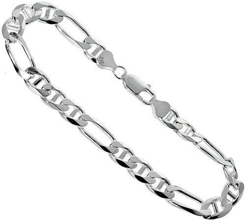 925 Sterling Silver Figarucci Chain Necklace 8mm 20in to 30in