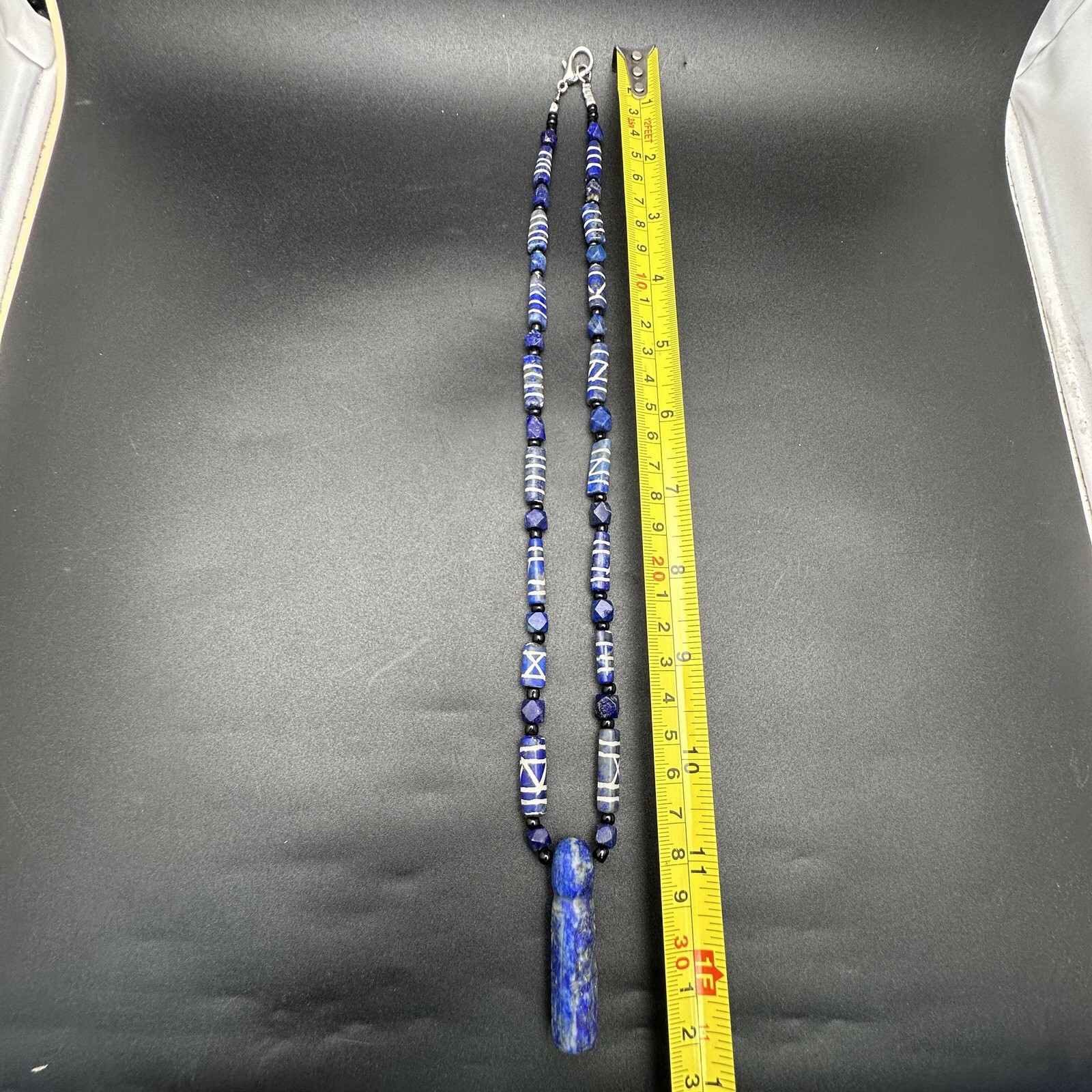 Vintage Rare Natural Lapis Lazuli Beads And Pendant Necklace Rare