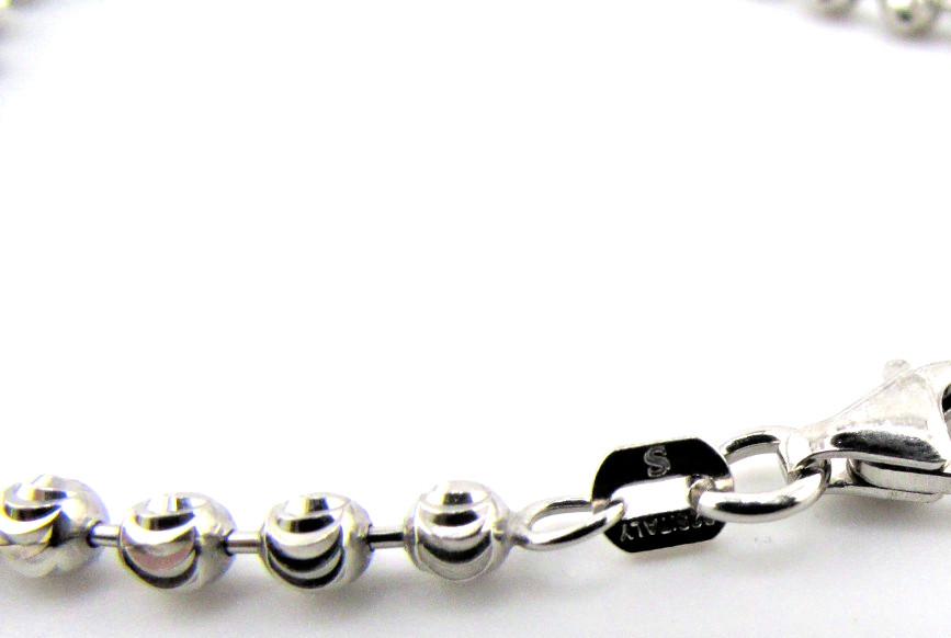 925 Sterling Silver 3mm Moon Cut Bead Chain Necklace, 18-Inch, Silver