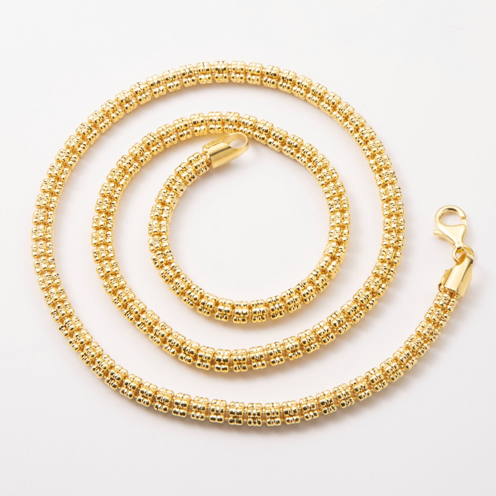 5mm Diamond-Cut Ice Link Chain 14K Yellow Gold-Plated Silver 925 Italy All Sizes