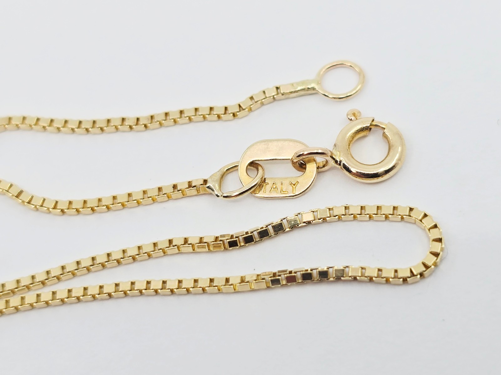 Unique 14K Karat Solid Yellow Gold Designer Box Link Chain Necklace – 17.50″ L