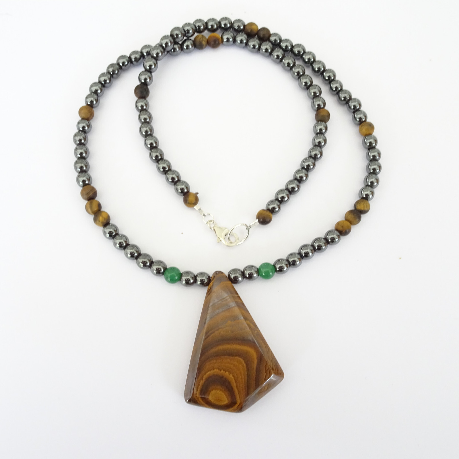 AUSTRALIAN BOULDER OPAL Beded Gemstone Necklace Hematite, Tiger Eye Unisex