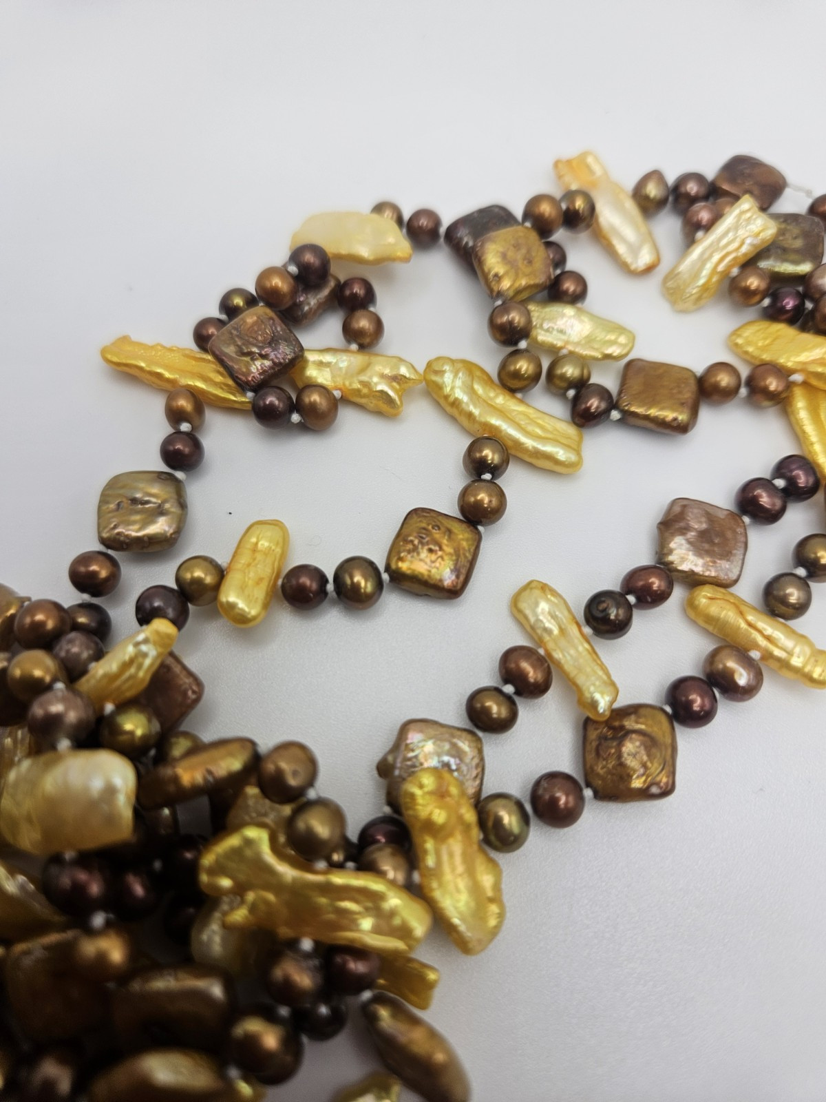 DTR Jay King Yellow & Brown Pearl Tassel Beaded Necklace