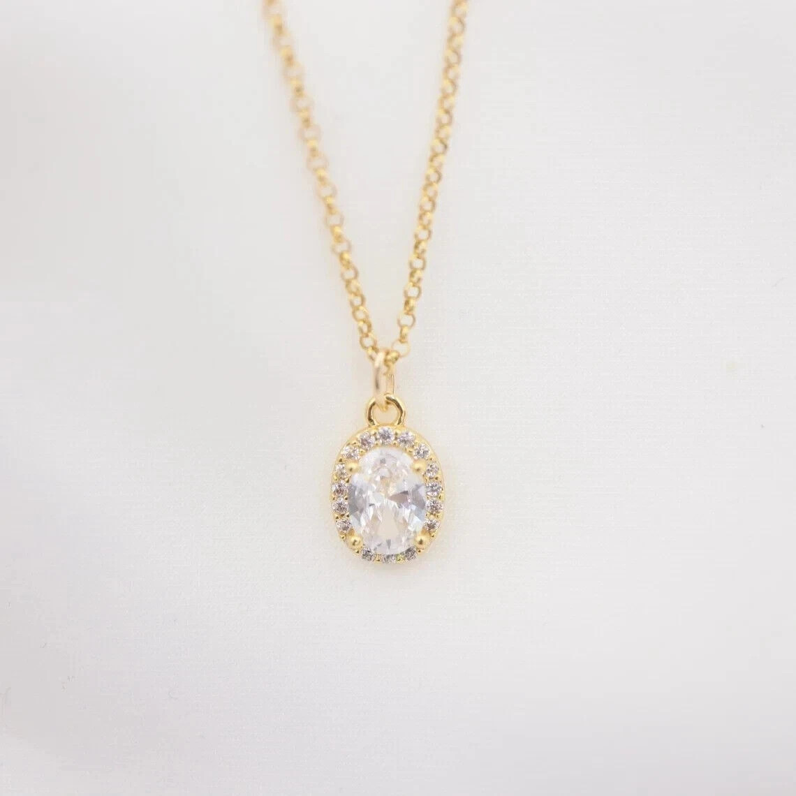 2Ct Oval Lab Created Diamond Solitaire 4 Prong Pendant 14K Yellow Gold Finish