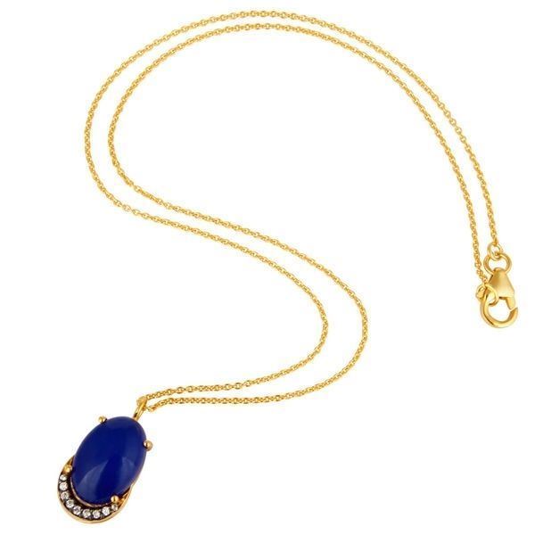 Blue Aventurine CZ Gemstone 925 Silver Gold Plated Handmade Chain Pendant