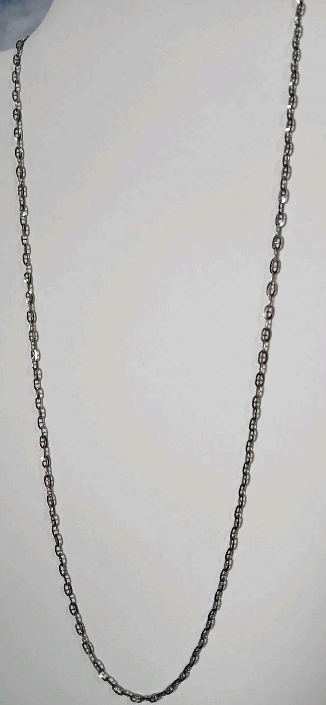 24″ Sterling Silver Anchor Link Chain In Gun Metal Grey 3mm W/Rhodium 18g+