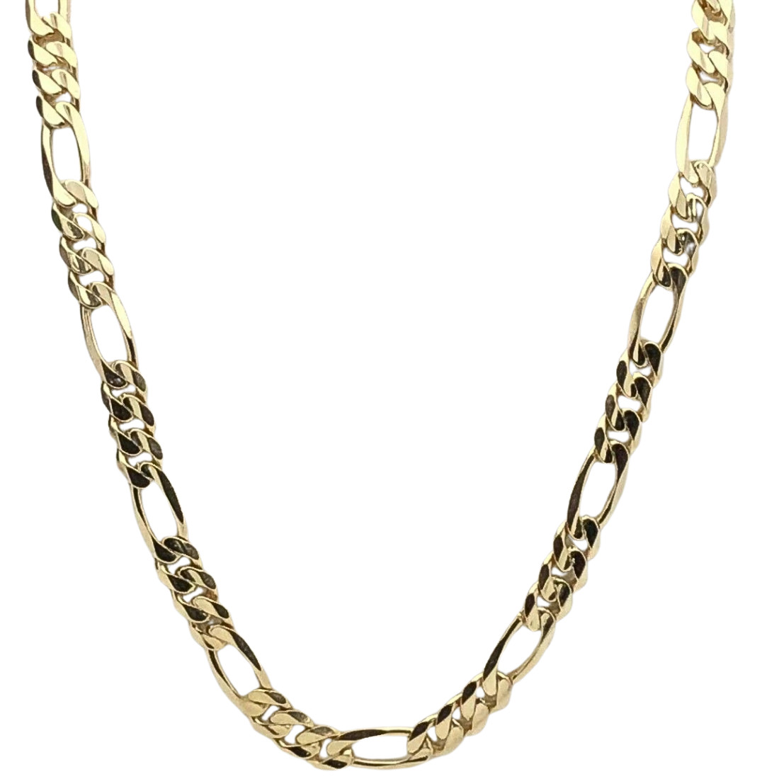 Men’s 14k Yellow Gold Necklace | Solid Chain Figaro Link 52 Grams | 20″ 7.75mm
