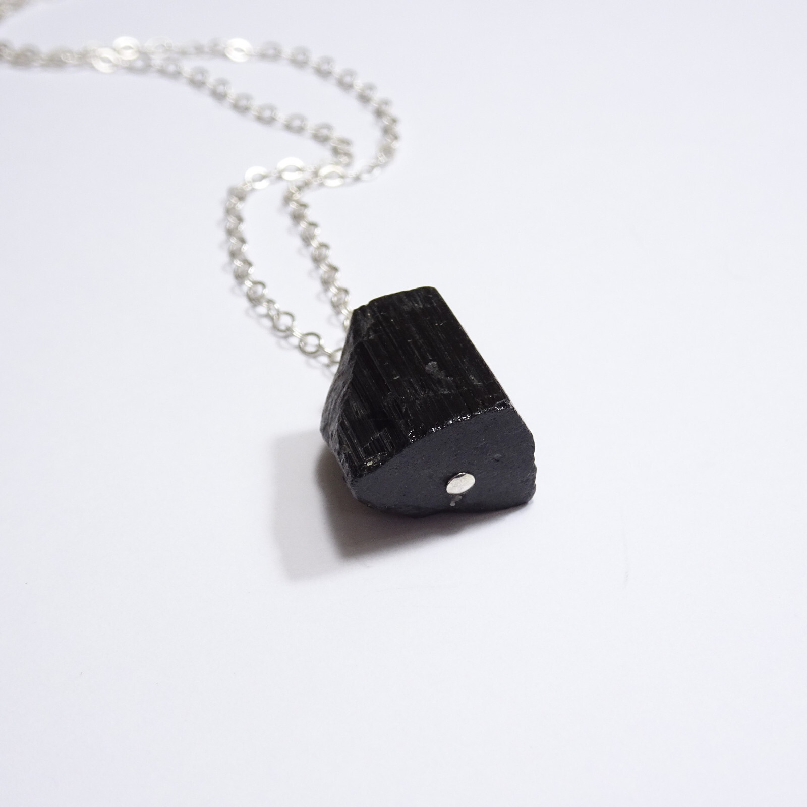 Crystal Raw Black Tourmaline Necklace Root Chakra Jewelry 925 Silver Chain Video