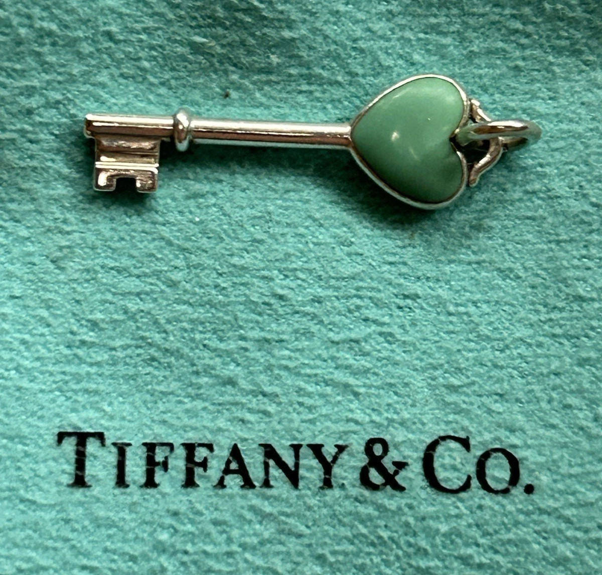 Tiffany & Co Sterling Silver Turquoise Key Pendant W/ Pouch
