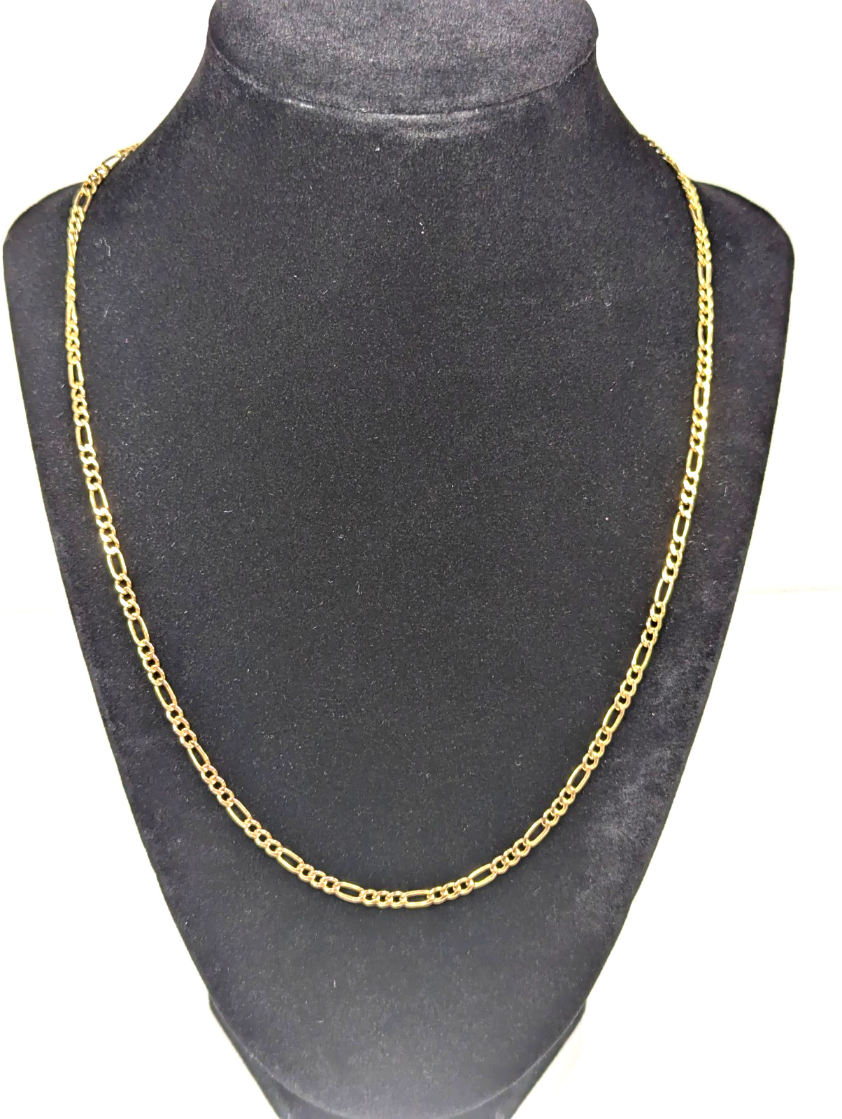 Vintage 10K SOLID Yellow Gold Figaro Necklace Chain Jewelry 20″ Gift FREE S&H