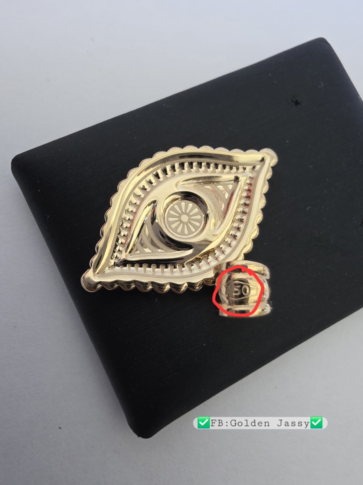 18K Real Gold Evil Eye Pendant