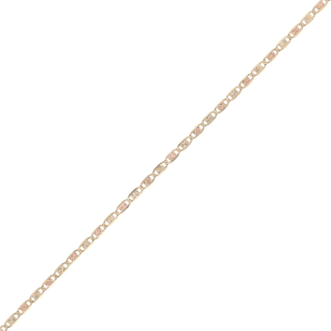 2mm Diamond-Cut Anchor Link Chain 16″ Necklace 14k Multi-Tone Gold 2.67 Grams