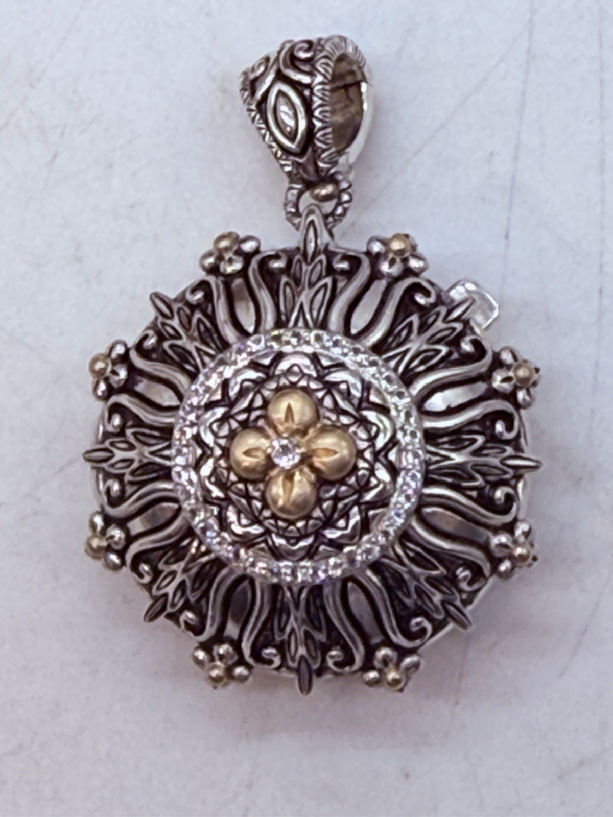 Barbara Bixby 5-Photo Locket Enhancer Pendant Sterling Silver 18K White Topaz