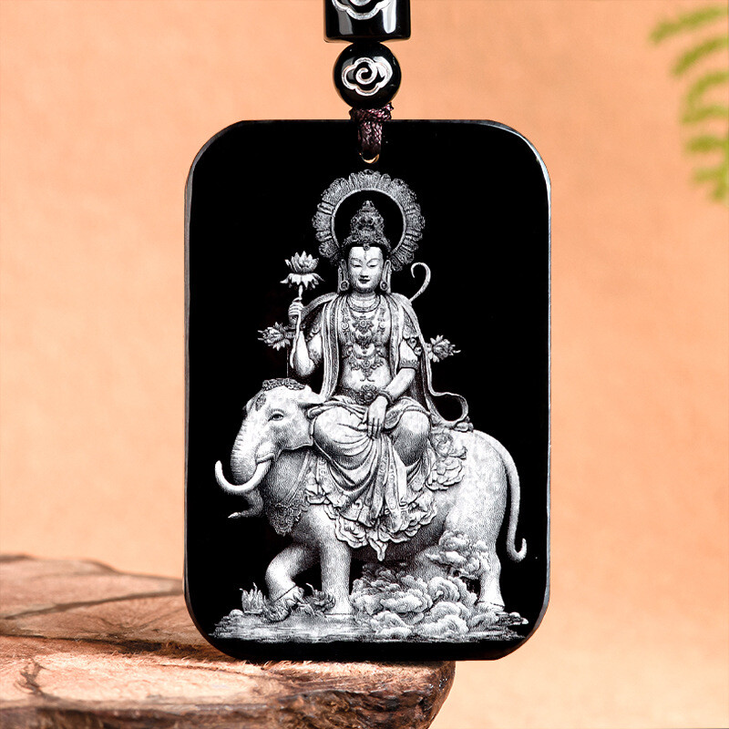 Natural Hotan Black Dark Jade Shadow Carving Zodiac Buddha Pendant Male Female