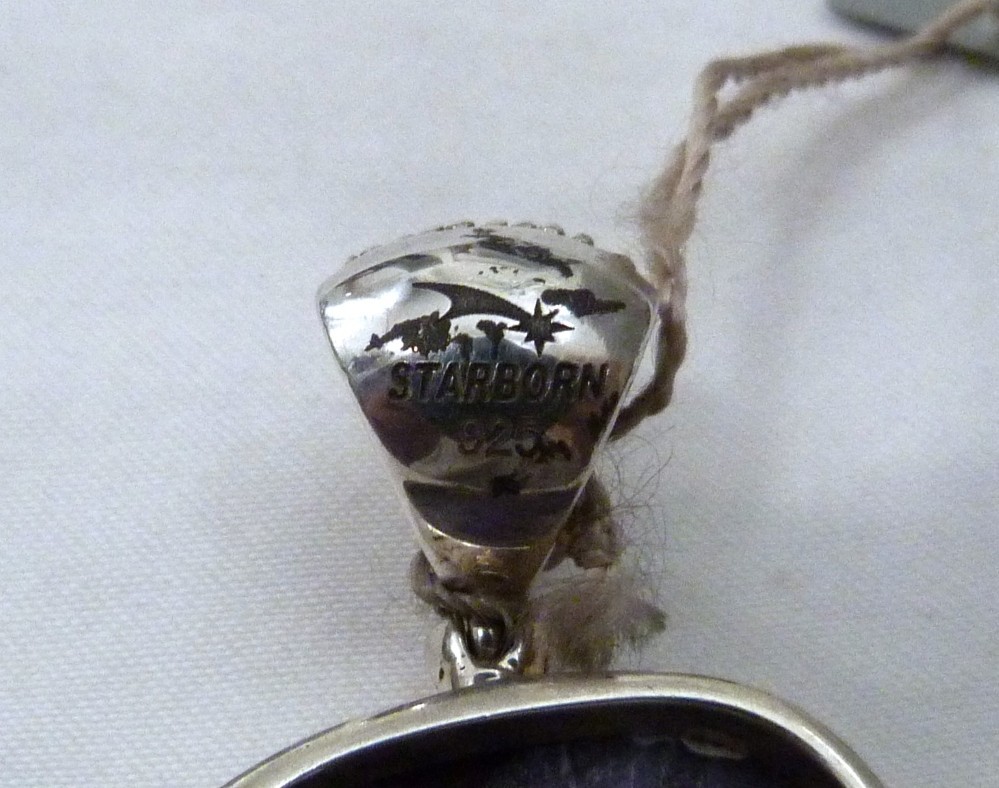 2 1/4″ STARBORN STERLING SILVER PURPLE CHAROITE WHITE TOPAZ PENDANT NEW W/TAGS