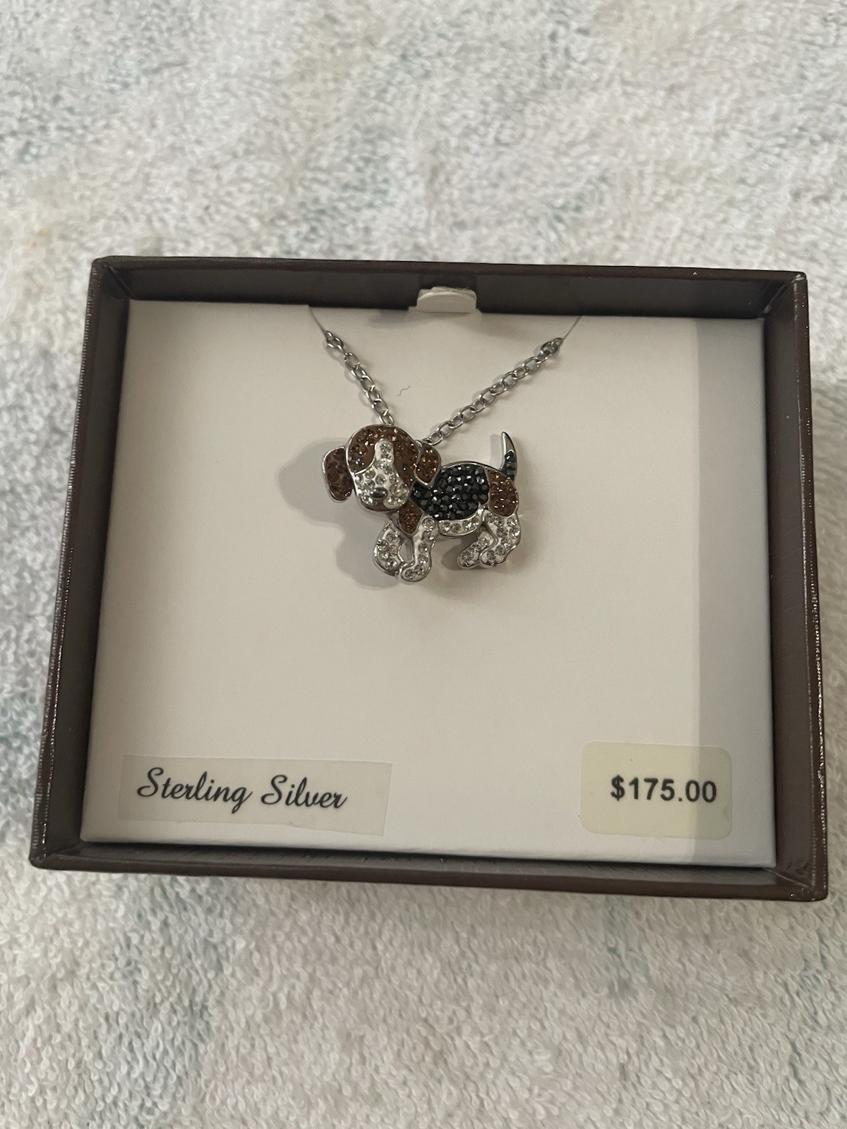 Animal Planet Rhinestone Crystal Beagle Dog Sterling Silver 925 Pendant Necklace
