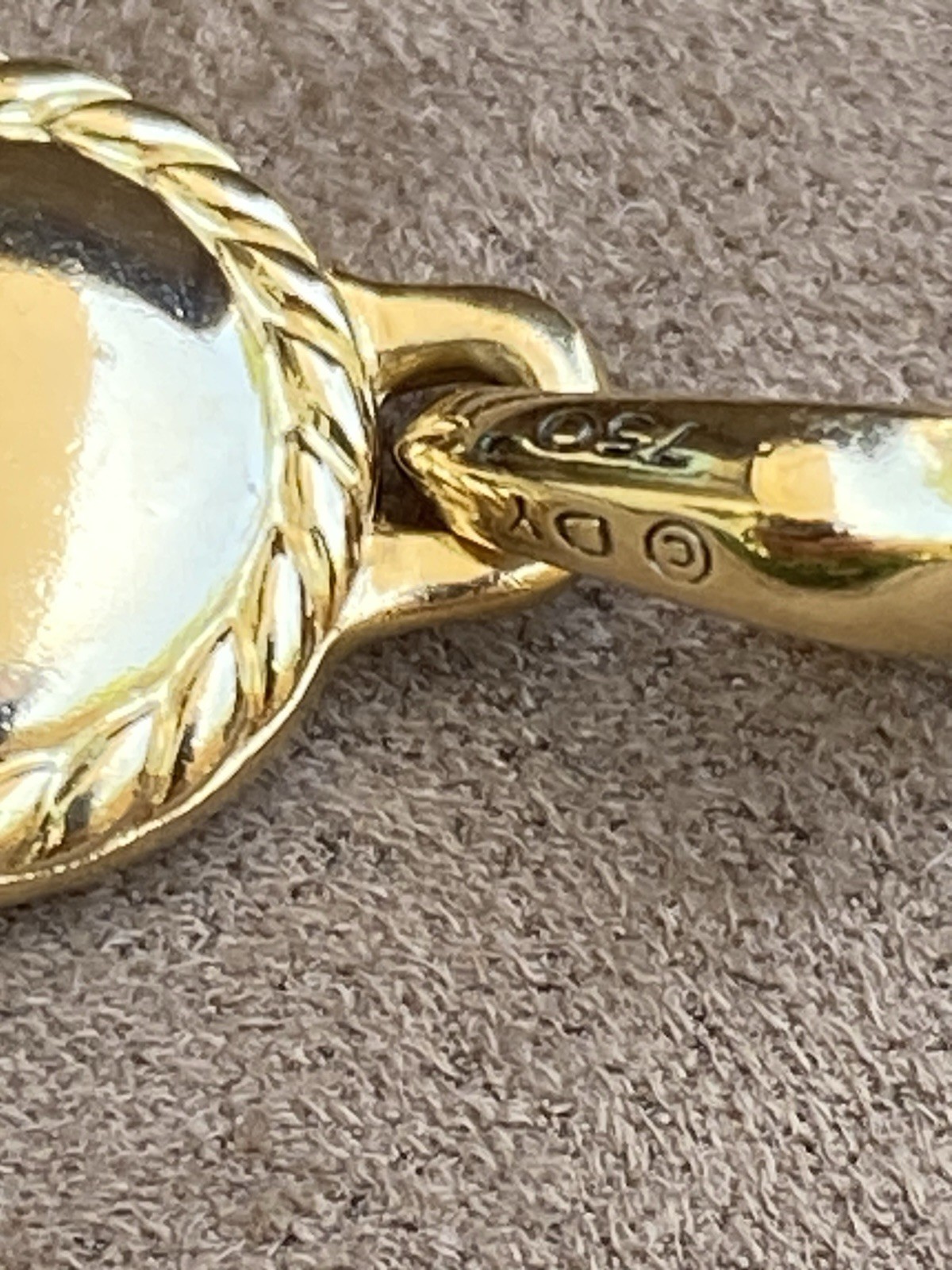 David Yurman 18K Gold Emerald Evil Eye Pendant Amulet Enhancer $2100+