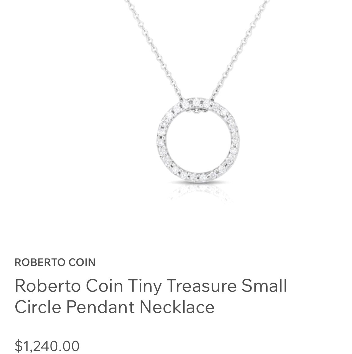NEW Roberto Coin Tiny Treasures Diamond Circle Pendant 18k White Gold