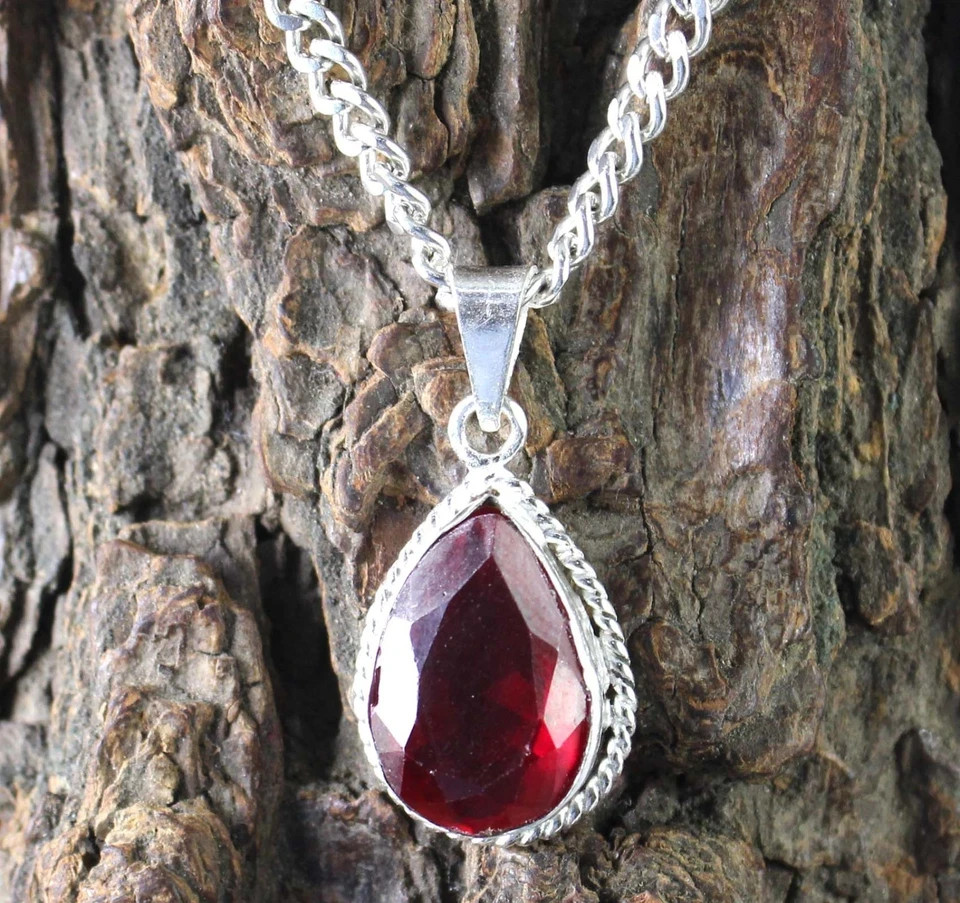 Natural Red Ruby 16.20 Ct Pear Cut Loose Gemstone 925 Silver Certified Pendant