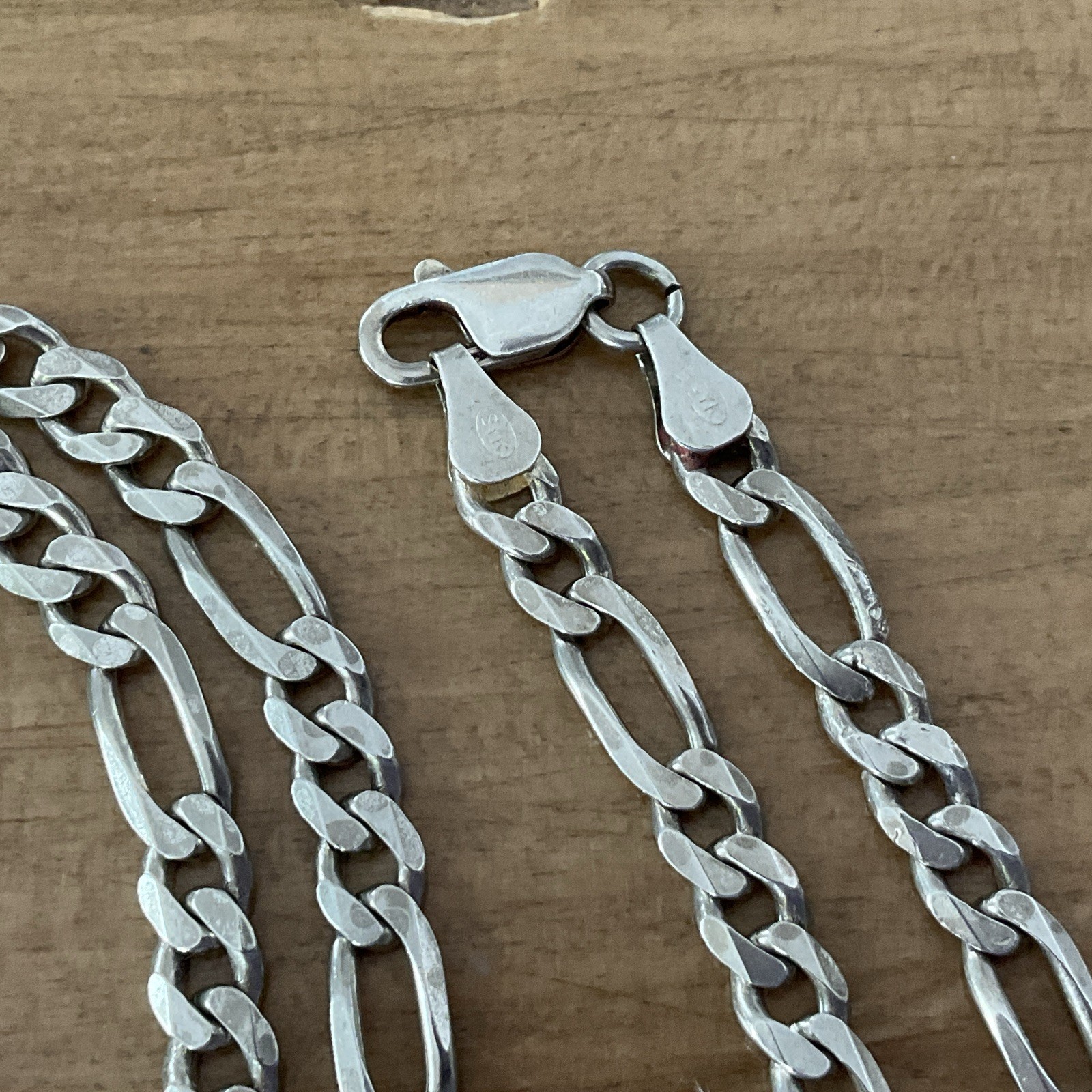 SYK Italy Sterling Silver Figaro Chain Necklace 20” 6mm 22gr