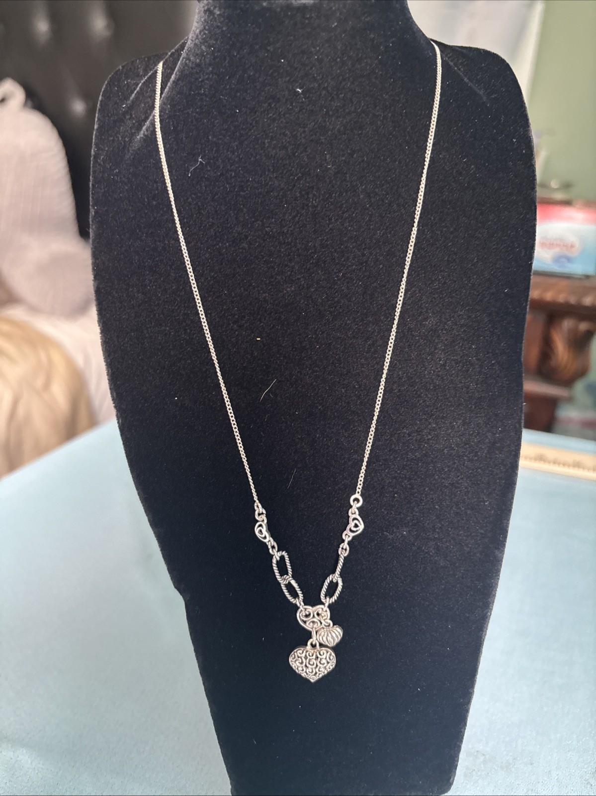Annika Witt ATI Triple Heart Sterling Silver 925 Pendant Charm w/ Silver Chain