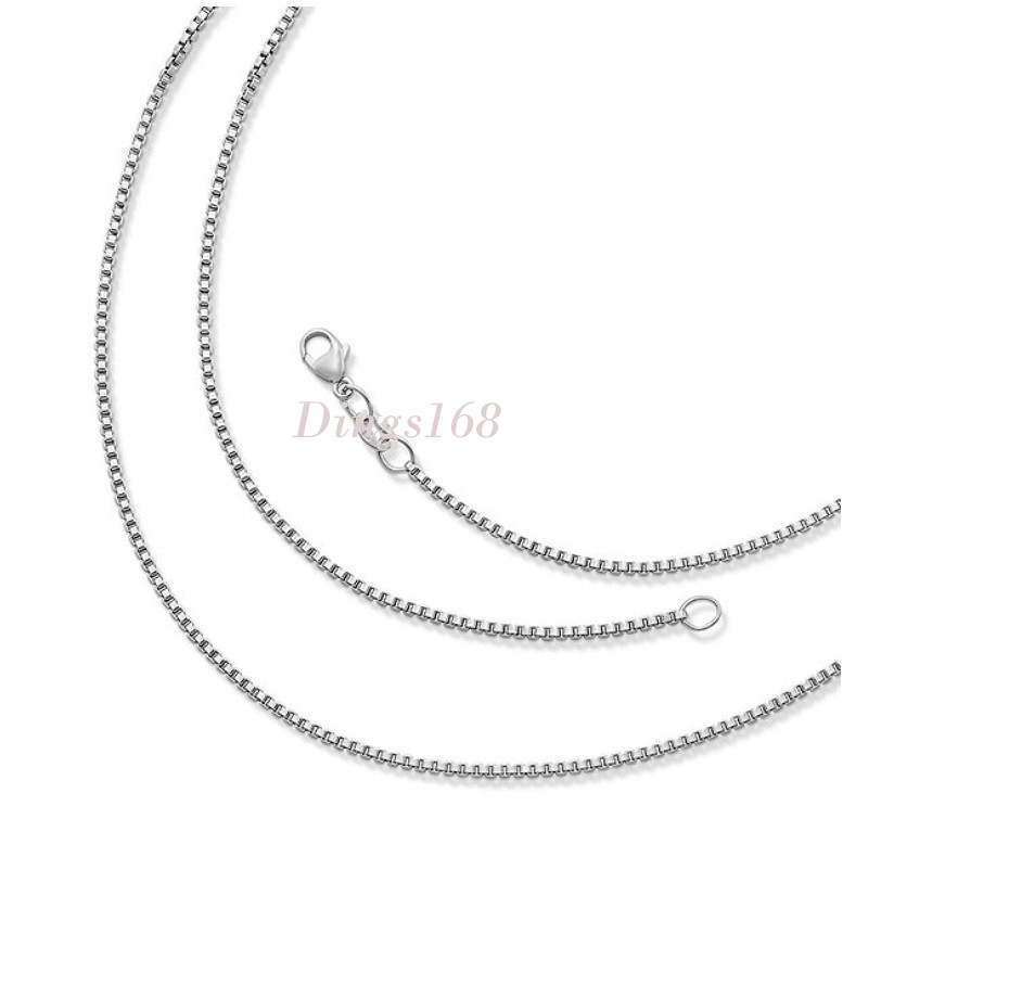 925 Sterling Silver Italian Round Box Chain Necklace 16″~32″ with Rhodium Finish