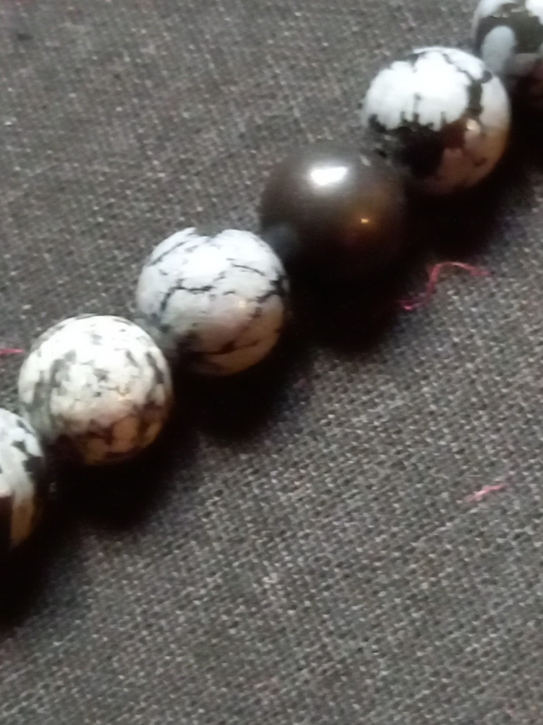 Natural Snowflake Obsidian 10mm Rounds 925 Sterling Silver Necklace 16in 40cm