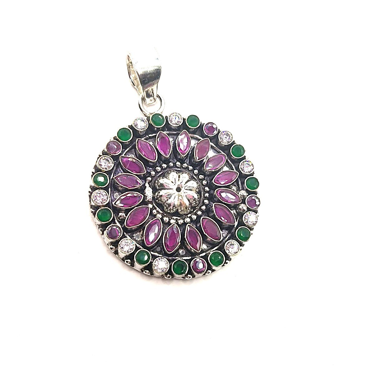 Multicolor Handmade Gemstone 925 Sterling Silver Jewelry Pendant Sz-2.3″