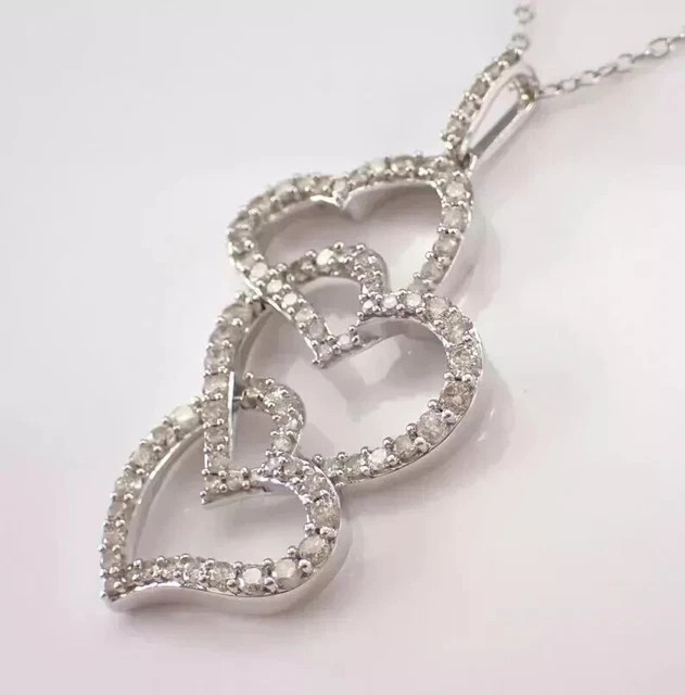 2Ct Round Cut Real Moissanite Heart Women’s Pendant 14k White Gold Plated