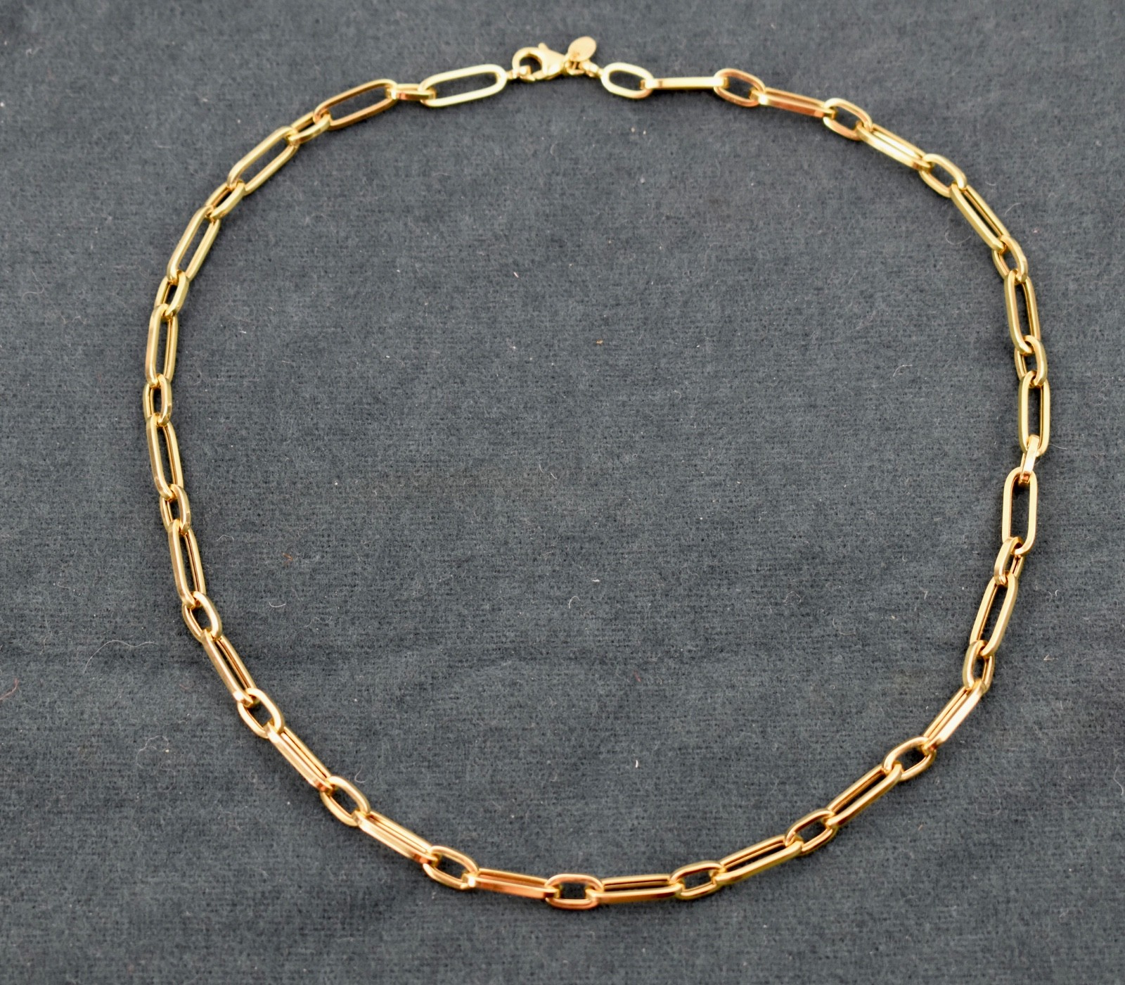 Chunky 14K Gold Italian Designer Long Short Paper Clip Chain 18″ Necklace 8.1g