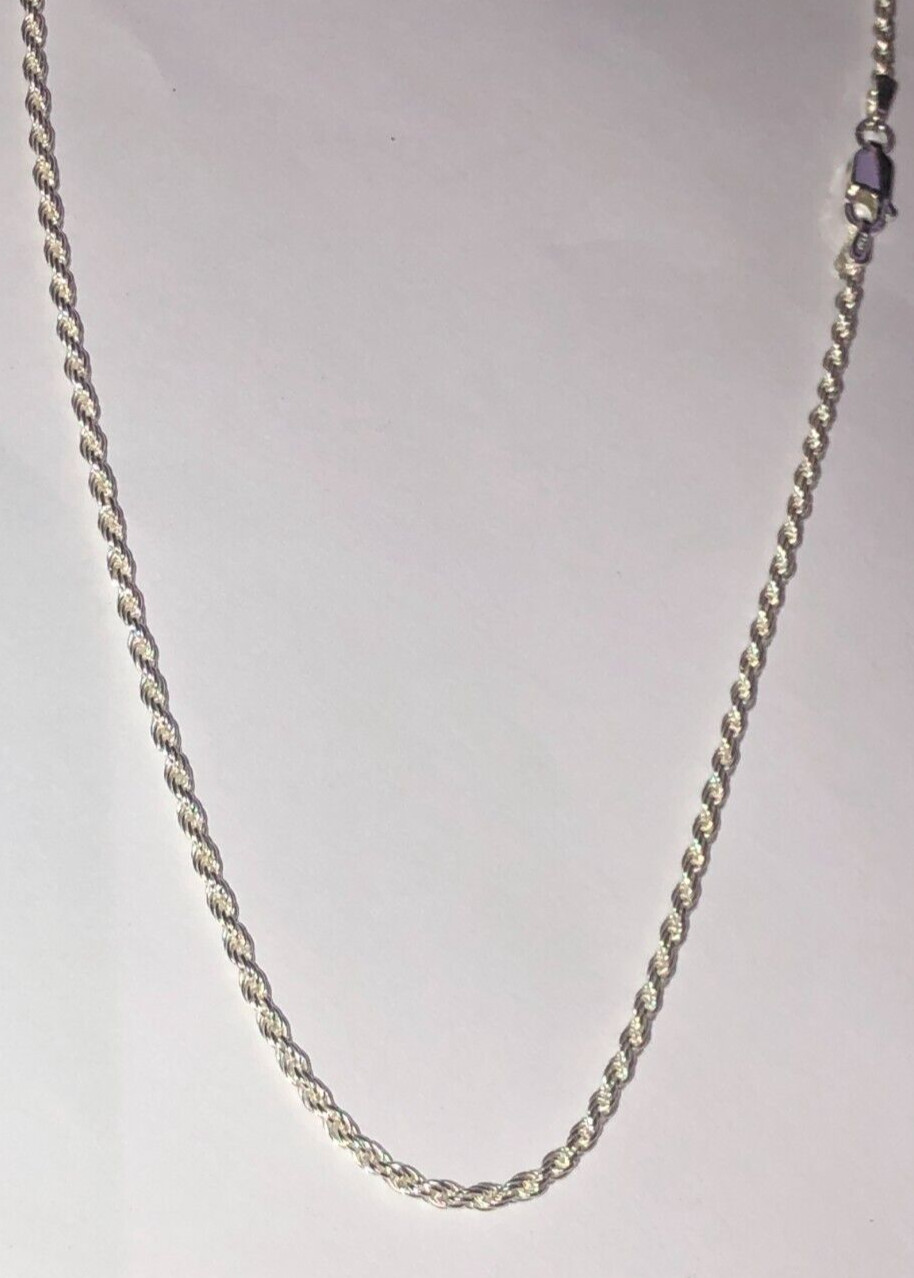 REAL Sterling Silver ROPE Chain Necklace 16inch 2mm 925 pow chain UK SELLER