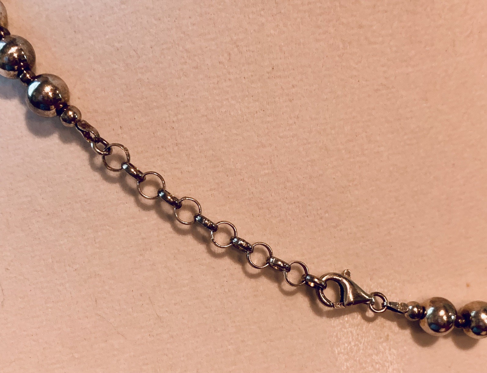 Milor Italy Sterling Silver 925 Beaded Ball Necklace 18-20”